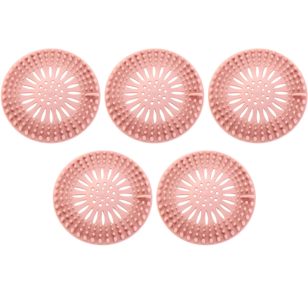 Hair Catcher Durable Silicone Hair Stopper Shower Drain Covers Easy to Install and Clean Suit for Bathroom Bathtub and Kitchen,Rosa
